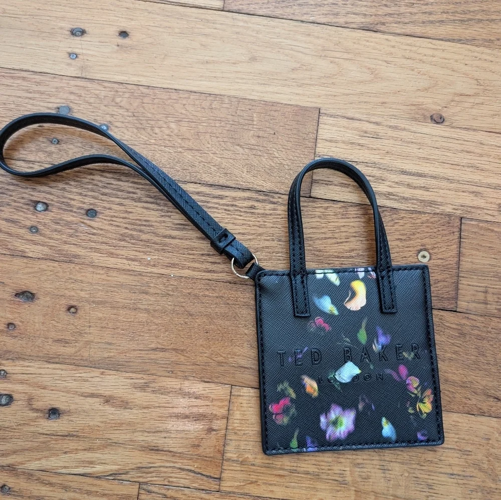 Ted Baker Mini Black & Multicolor Floral Wristlet
